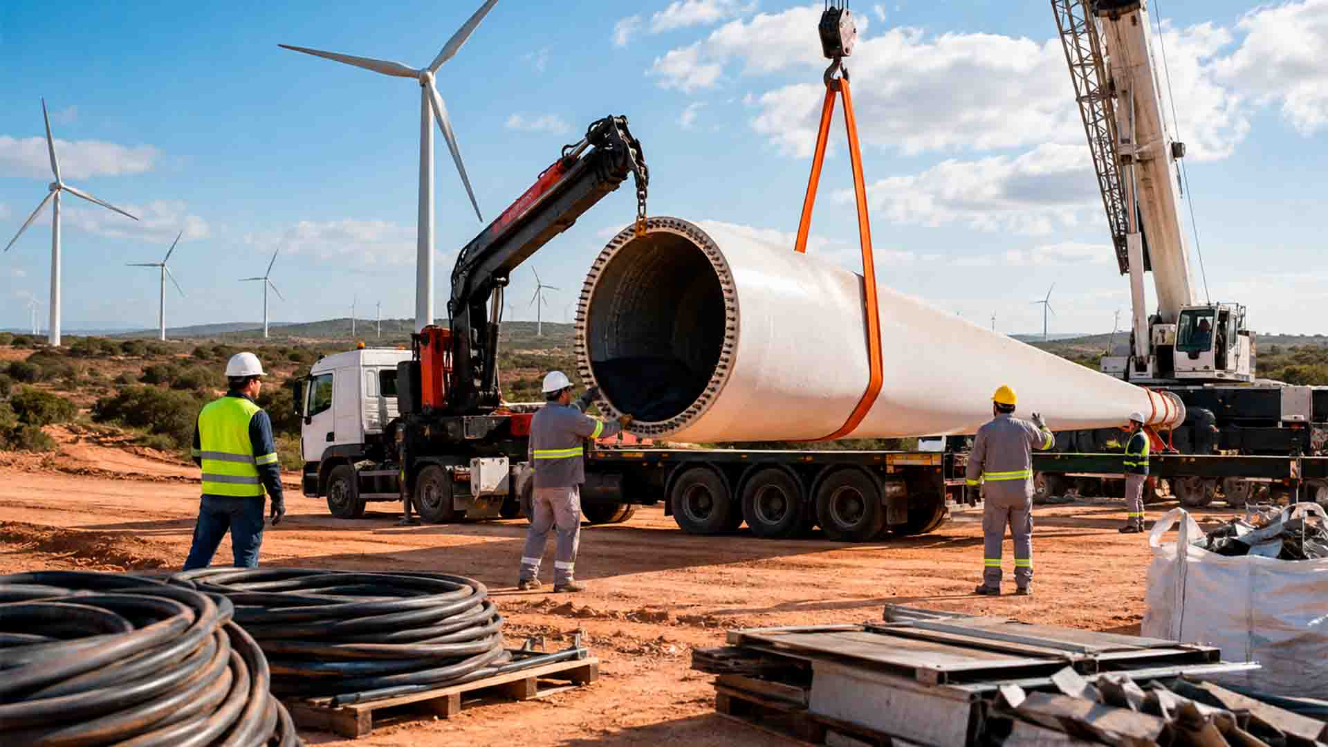 Serviços especializados em coleta de resíduos eólicos